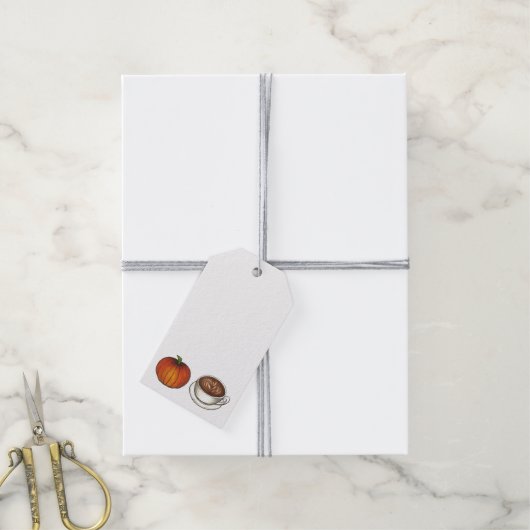 Herbst Pumpkin Gewürz Latte Kaffee Oktober Geschenkanhänger (Mit Garn)