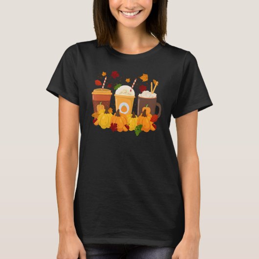Herbst Pumpkin Gewürzgetränke Kaffee Herbstsaison T-Shirt (Vorderseite)