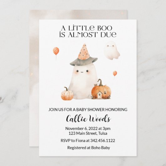 Herbst Pumpkin Ghost Baby Dusche Einladung (Vorne/Hinten)