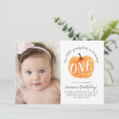 Herbst Pumpkin Herbst Erster Geburtstag Einladung (Stehend Vorderseite)