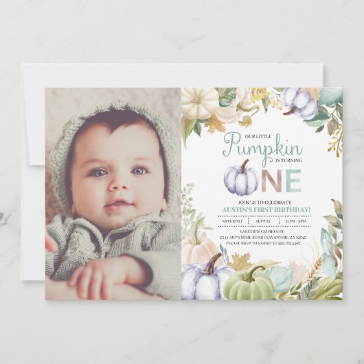 Herbst Pumpkin Herbst Erster Geburtstag Einladung (Vorderseite)