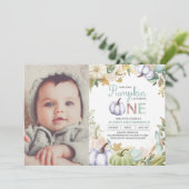 Herbst Pumpkin Herbst Erster Geburtstag Einladung (Stehend Vorderseite)