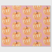 Herbst Pumpkin Herbst Erster Geburtstag Eins rosa Geschenkpapier (Flach)