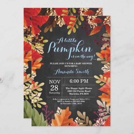 Herbst Pumpkin Herbst Kinderdusche Einladung (Vorne/Hinten)