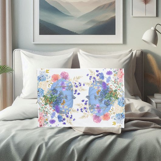 Herbst Pumpkin Pastel Blau Botanische Flora Kissenbezug