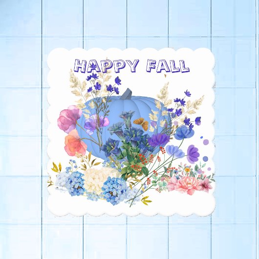 Herbst Pumpkin Pastel Blau Botanische Flora Untersetzer