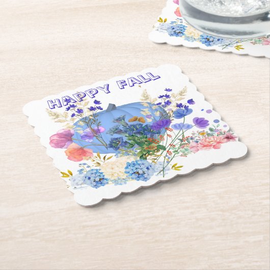 Herbst Pumpkin Pastel Blau Botanische Flora Untersetzer (angewinkelt)