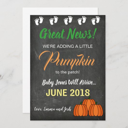 Herbst Pumpkin Patch Baby Pregnancy Ankündigung (Vorne/Hinten)