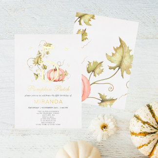 Herbst Pumpkin Patch Geburtstag Herbst 5. Geburtst Folieneinladung