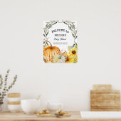 Herbst Pumpkin Sonnenblume Begrüßungsbaby Poster (Küche)
