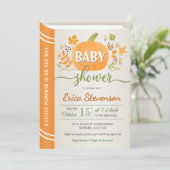 Herbst Pumpkin Storybook Neutral Baby Dusche Einladung (Stehend Vorderseite)