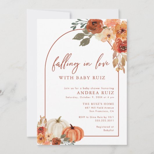 Herbst Pumpkin Terracotta Kinderdusche Einladung (Vorderseite)