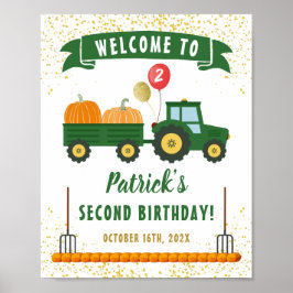 Herbst Pumpkin Traktor Herbst Geburtstag Willkomme Poster