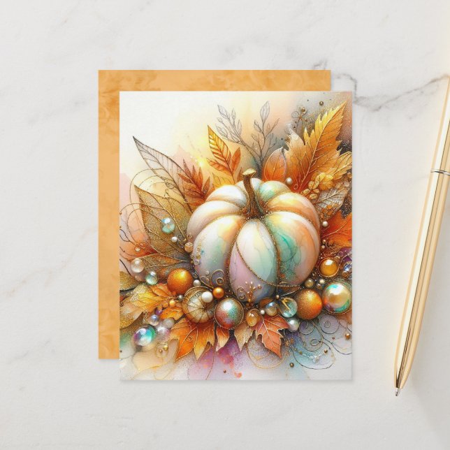 Herbst-Pumpkin- und Schmuckelemente-Schreibpapier (Vorderseite/Rückseite Beispiel)