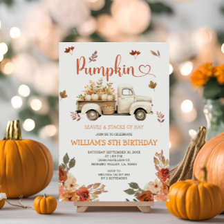 Herbst Pumpkin White Truck 5. Geburtstag Einladung