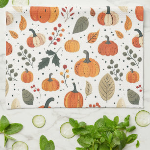 Herbst Pumpkins & Blätter Küche Urlaub Geschirrtuch