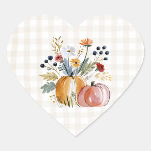 Herbst-Pumpkins-Brautjunggesellinnenabschied Flora Herz-Aufkleber