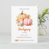 Herbst Pumpkins Erntedank Dinner Einladung (Stehend Vorderseite)