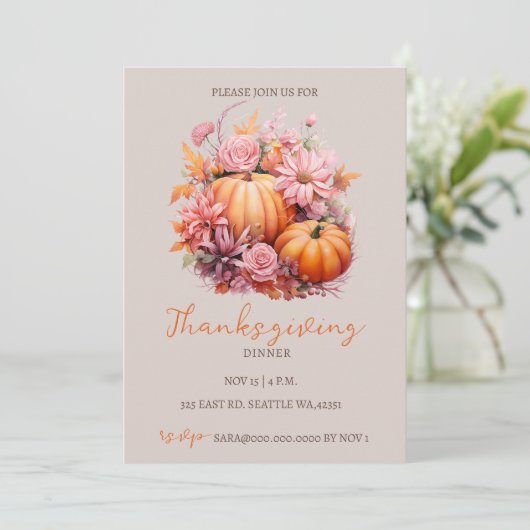 Herbst Pumpkins Erntedank Dinner Einladung (Stehend Vorderseite)