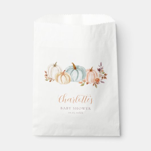 Herbst Pumpkins Fall Floral | Babydusche Geschenktütchen (Vorderseite)