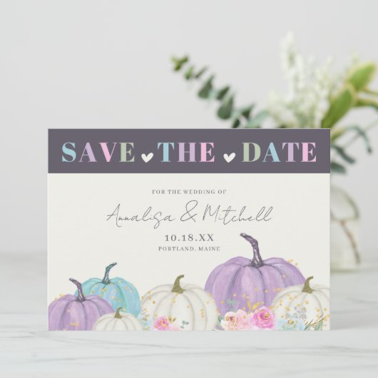 Herbst Pumpkins Fall Save The Date (Stehend Vorderseite)