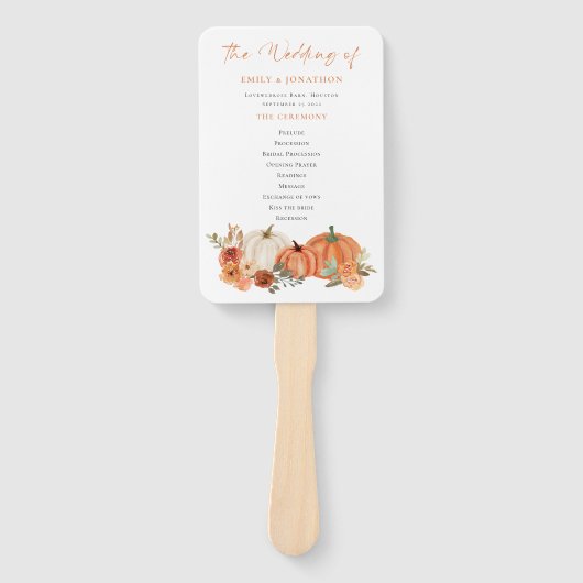 Herbst Pumpkins Florals Hochzeitsprogramm Fächer (Vorderseite)