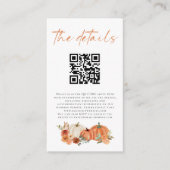 Herbst Pumpkins Florals QR Code Hochzeitsdetails Begleitkarte (Vorderseite)
