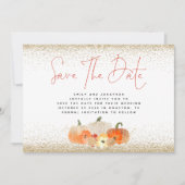 Herbst Pumpkins Gold Glitzer QR Code Hochzeit Save The Date (Vorderseite)