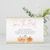 Herbst Pumpkins Gold Glitzer QR Code Hochzeit Save The Date (Stehend Vorderseite)
