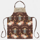 Herbst Pumpkins Scarecrow Happy Fall Familienname Schürze (Vorderseite)