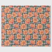 Herbst Pumpkins Schwarz-Weiß-Gingham Fall Geschenkpapier (Flach)
