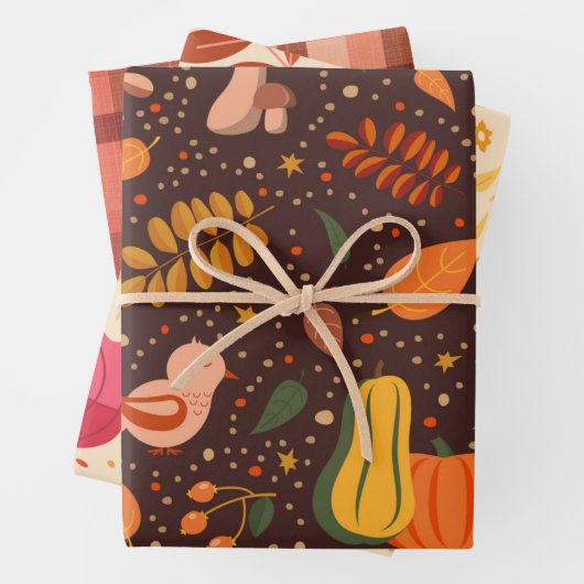 Herbst Pumpkins und Blätter Wrapping Paper Set (Beispiel)