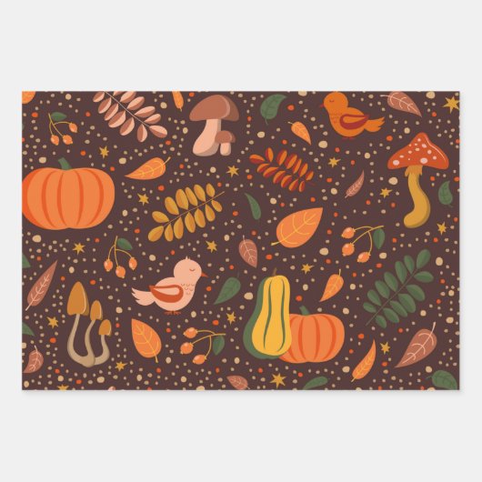 Herbst Pumpkins und Blätter Wrapping Paper Set (Vorderseite)