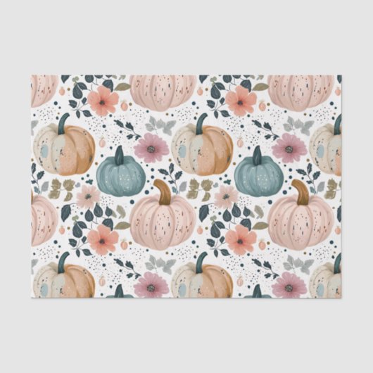 Herbst-Pumpkins und Blumen Herbstmuster Decoupage Seidenpapier (Vorderseite)