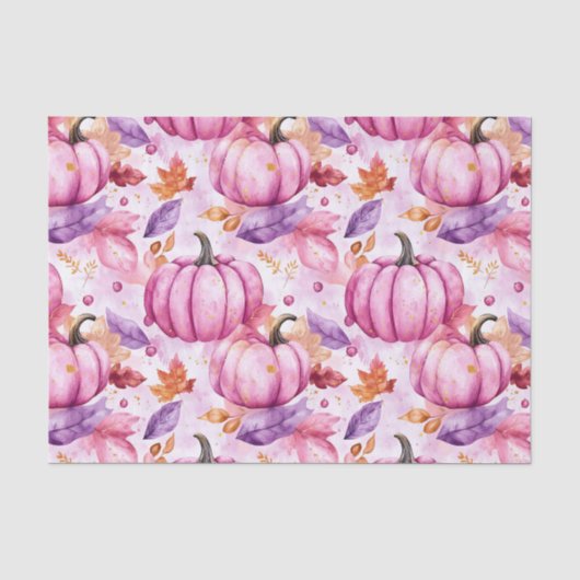 Herbst-Pumpkins und fallende Blätter Dekoratives M Seidenpapier (Vorderseite)