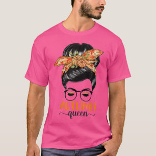 Herbst Queen Pumpkin Messy Bun Fall Verlass Maple T-Shirt