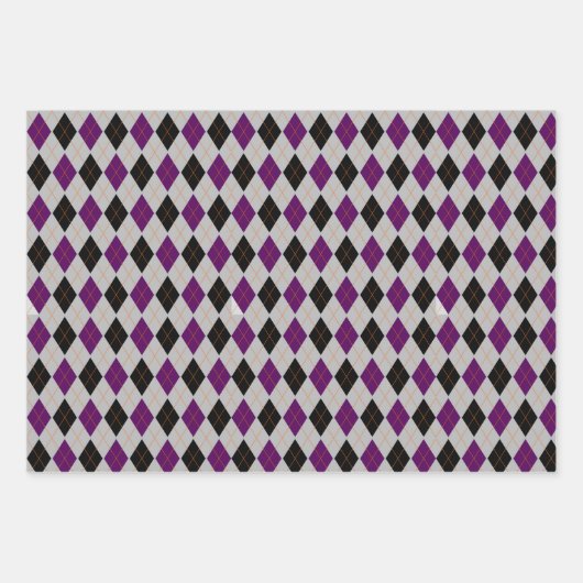 Herbst-Raute Schwarzes Lila Muster Geschenkpapier Set (Vorderseite 3)