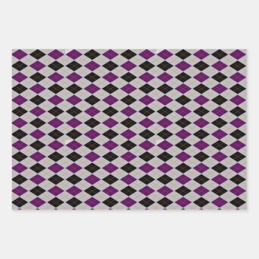 Herbst-Raute Schwarzes Lila Muster Geschenkpapier Set (Vorderseite 2)