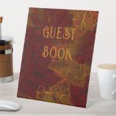 Herbst Red Gold Rustic Maple Blätter Gästebuch sig Sockelschild (In Situ)