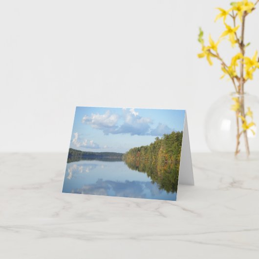 "Herbst-Reflexionen in langem Teich " Karte (Gelbe Blume)