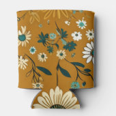 Herbst Retro Boho Mustard Blume Muster Dosenkühler (Rückseite)