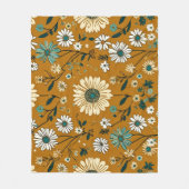 Herbst Retro Boho Mustard Blume Muster Fleecedecke (Vorderseite)