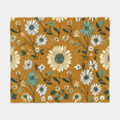 Herbst Retro Boho Mustard Blume Muster Fleecedecke (Vorderseite (Horizontal))
