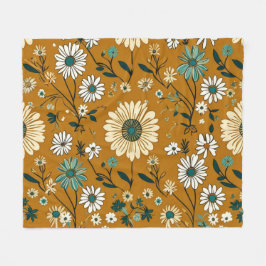 Herbst Retro Boho Mustard Blume Muster Fleecedecke