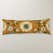 Herbst Retro Boho Mustard Blume Muster Seitenschläferkissen (Rückseite)