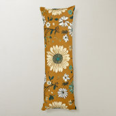 Herbst Retro Boho Mustard Blume Muster Seitenschläferkissen (Rückseite (Vertikal))