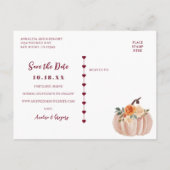 Herbst Rette unser Datum Ankündigungspostkarte (Rückseite)