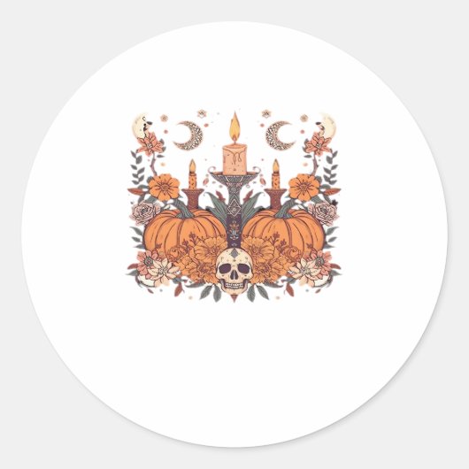 Herbst Rituale � Pumpkins, Kerzen und Crescent Ha Runder Aufkleber (Vorderseite)