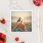 Herbst Robin singt auf einem Kürbiskahn Serviette (Beispiel)