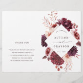 Herbst-Romance-Floral-Burgund-Hochzeitsprogramm (Vorderseite)